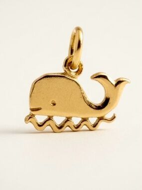 14k gold whimsical smiling whale charm
